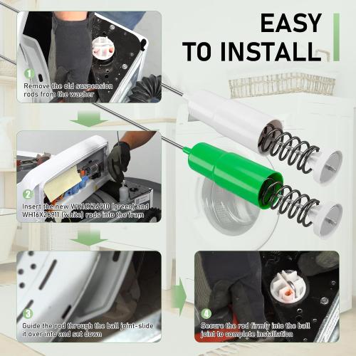 WH16X26910 WH16X26911 Washer Suspension Rods, Compatible with G.E GTW335ASN1WW GTW335ASN2WW GTW585BSV0WS GTW585BSV2WS GTW460ASJ4WW, Replaces WH16X24144 WH16X24145 AP6287023 AP6286937 Suspension Rods
