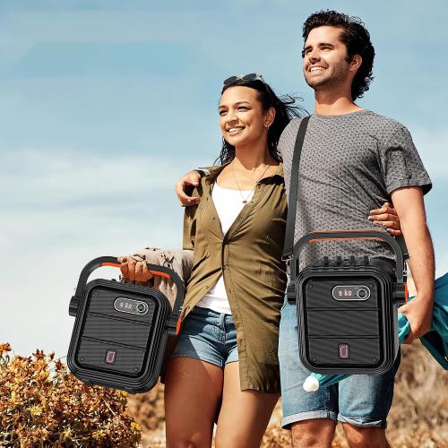 JYX Karaoke Machine with 2 Wireless Microphones, Portable Bluetooth Speaker PA System with Shoulder Strap, Subwoofer Support TWS, USB, Radio, AUX, REC, Bass&Treble for Home Party/Meeting/Adults/Kids