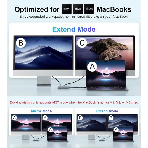 UtechSmart USB Docking Station, 11 IN 1 USB C Dock Triple Display, USB 3.0 Laptop Docking Station with Dual HDMI, VGA, PD, Ethernet, SD/TF, USB 3.0, Mic/Audio, Compatible for MacBook M1 Dell HP Lenovo