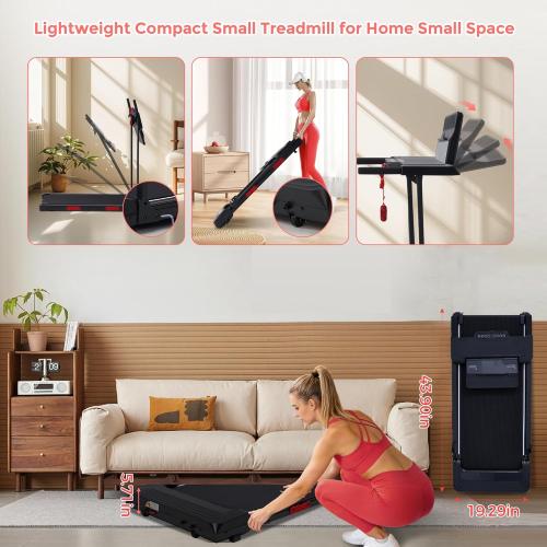 Walking Pad with Handle Bar, 3.5HP Electric Portable Walking Pad Treadmill with Handles, 0.6-10MPH Running Treadmill with Handles for Home Small, Big Screen, 400LBS Capacity