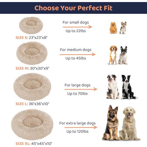 Donut Dog Bed - Premium Comfort for Anxiety Relief - Fluffy & Calming Design with Ultra-Plush Support | Cozy Round Dog Bed with Super Soft Circle Style (Beige, Large)