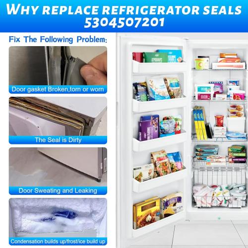 Upgraded 54x 27 5304507201 Freezer Door Gasket Replacement Compatible with Frigidaire,Crosley and Kenmore Freezer Door Seal PD00032288 216522306 216522356 5304507209 PS11770645 AP6037541 White
