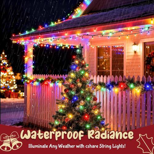 Christmas Lights Battery Operated Outdoor Waterproof, Multicolor Christmas Lights with Timer 16.4ft 50LED Christmas Decorations Garland Party Garden