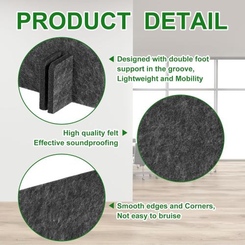 2 Pack Acoustic Desk Divider Partition 23.6 x 47.2 Stand up Freestanding Privacy Panel Noise Visual Distractions Reducing Table Divider for Student Reception Area Office (Deep Gray)