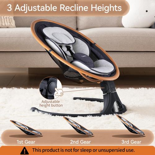 LAREX Baby Swing to Toddler Electric Infant Swing Portable for Newborn Boy Girl, 5 Sway Speeds with Remote Control, 12 Preset Melodies and Bluetooth, 0-6 Months Max 20 Lbs (Gray)