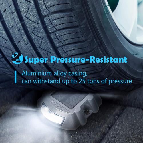 SILVER JACKYLED 12 Pack Upgraded Solar Driveway Marker Lights with Switch Outdoor Solar Powered Deck Waterproof LED Boat Dock Lights Aluminium Warning Step Lighting for Path Walkway, Bright White