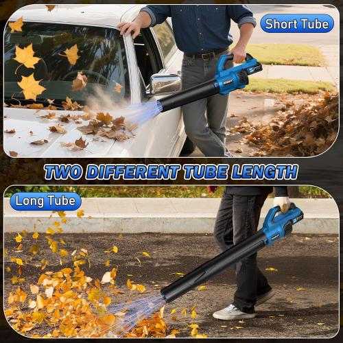 Leaf Blower Cordless, 21V Powerful Electric Leaf Blower with 2 X 4.0Ah Batteries and Charger, 2 Speed Modes, Handheld Lightweight Leaf Blowers for Lawn Care, Patio, Dust, Blowing Leaves