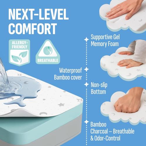 Pack n Play Mattresses (38x26x1.5) Bamboo Cover,Breathable,0 Waterproof,Non-Toxic,Washable I Dual-Sided Gel Memory Foam I Toddler&Baby Pack and Play Mattress Pad Fits Playard&Playpen