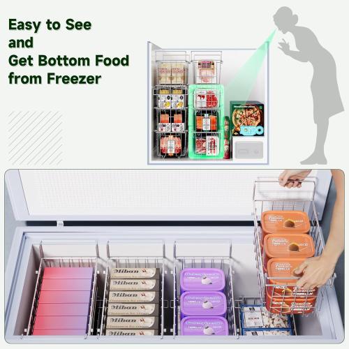 Size Medium 2Pack Adjustable Freezer Organizer Bins - Stackable & Hanging for 7 Cu.Ft Chest Freezer