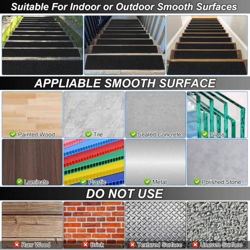 Outdoor Stair Treads Non-Slip Step Strips for Wooden Steps 5 Pack 6” x 24” Anti Slip Grip Tape Precut for Outside Stairs, Non Skid Stair Tread Mats Weather Resistant for Outdoors, Black