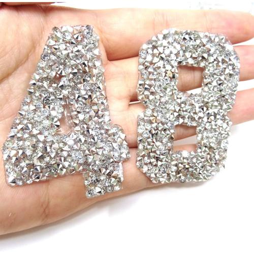 8PCS Number 0-9 Rhinestone Patches Appliques Clothing Repair Decoration Patches for DIY Accessory
