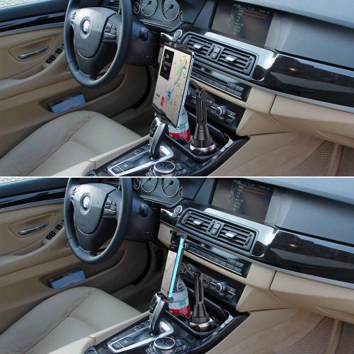 WixGear Tablet Holder for Car - Universal iPad Holder for Car with Adjustable Height, Cup Holder Mount, Large Clamp for 12.9 Devices, Heavy Duty and Sturdy Base