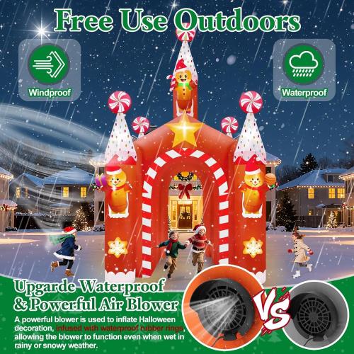 Kalolary 13FT Christmas Inflatable Archway with LED Light, Large Gingerbread Man Tunnel Inflatable Christmas Castle Yard Inflatables Xmas Blow Up Outdoor Decoration for Holiday Party Home Lawn Family