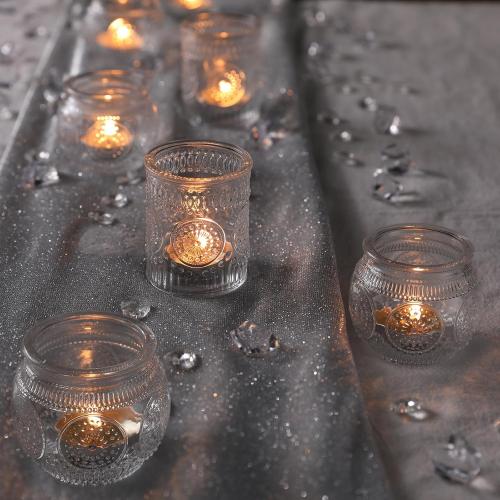 15pcs Clear Assorted Votive Candle Holders for Table Centerpieces, Glass Tea Lights Candle Holder for Wedding Decorations, Vintage Boho Home Tea Party Decor, Sunflower Decorations