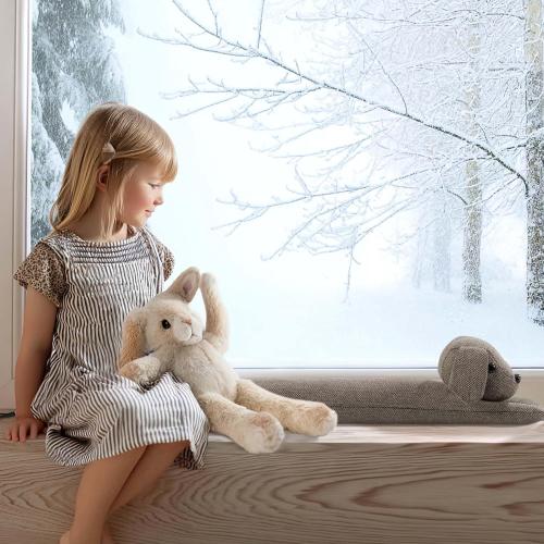 Sunolga Linen Door Draft Stopper for Bottom of Door and Window, Weighted Cute Animal Seal Strip for Wind, Noise, Dust, Door Snake and Sweep for Home Essentials Decorative, 38 Air Blocker, Brown Dog