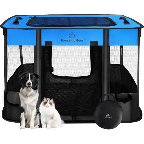 44x34x24 Inches Dog Playpen,Pet Playpen,Foldable Puppy Cat Playpen,Portable Exercise Kennel Tent Crate,Water-Resistant Breathable Shade Cover,Indoor Outdoor Travel Camping Use for Small Animals(L)