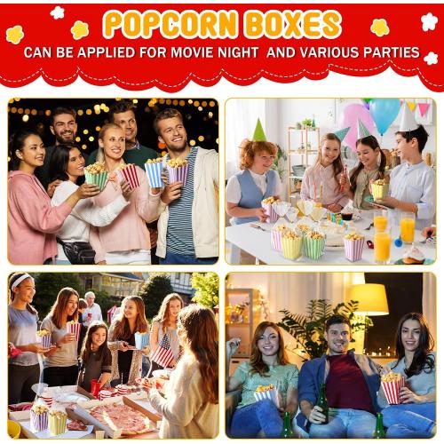 Gueevin 36 Sets Mini Popcorn Boxes and Clear Treat Bag Set