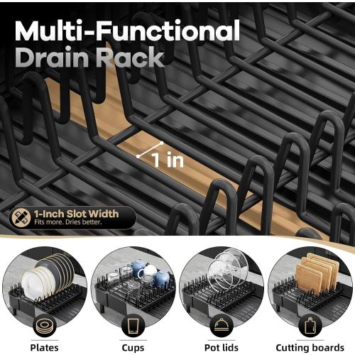 Urackify Stainless Steel Dish Drying Rack for Kitchen Counter,Black