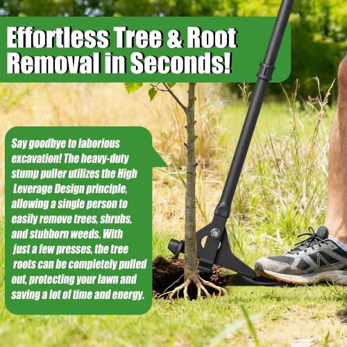 Small Tree Puller for ¼ to 2 Roots, Manual Lever Action Root & Sapling Puller Tool for Removing Small Trees and Shrubs，Saves Cost of Hiring Landscape Designers