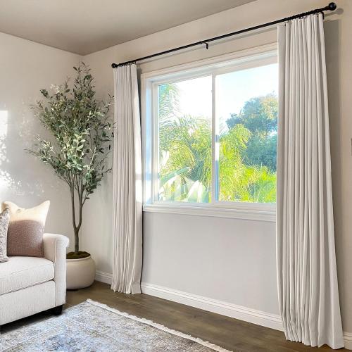 INOVADAY 100% Blackout Curtains for Bedroom, Black Out Curtains 96 Inch Long, Clip Rings Linen Blackout Drapes, Thermal Insulated Room Darkening for Living Room, 2 Panels - Beige,W50xL96