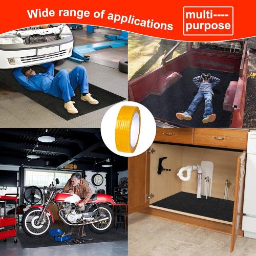 17 X 7.9 Ft Garage Floor Mat,Oil Spill Mat,Oil Absorbent Pads,Rubber Mat Garage Floor,Reusable, Waterproof Backing Come with Double Sided Tape