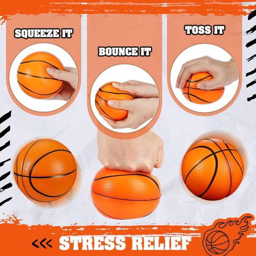 MiniInflat 6 Pcs 4'' Mini Foam Basketballs for Kids Adults, Squeeze Stress Ball Safe Soft Replacement Beach Pool Basketball for Indoor Hoop Toddler Quiet Bouncy Sport Game (Orange)