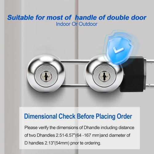 French Door Lock for Double Doors, Adjustable Double Door Lock for Home Security Prevent Kick Ins for Various Knob Width Door Security