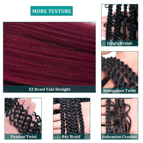 Red Braiding Hair Pre Stretched 3 Pack Colored EZ Prestretched Braiding Hair 26 in Hot Water Setting Yaki Braiding Hair Itch Free Synthetic Fiber Corchet Twist Braids Hair Extensions by UPruyo