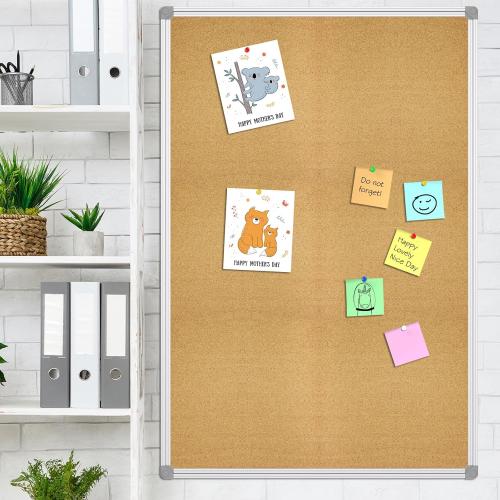 Lockways Cork Board 36 x 24 Bulletin Board, Double Sided Corkboard | Wall-Mounted Aluminum Framed Message Presentation Notice Board 3 x 2
