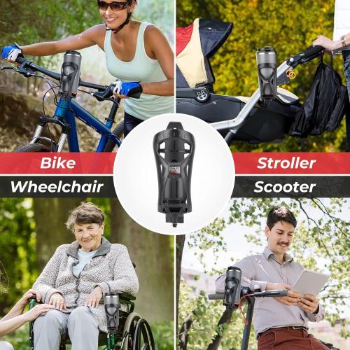 KEMIMOTO ATV Cup Holder, Upgraded Motorcycle Drink Holder Handlebar, Water Bottle Holder Mount with 0.6”-1.56” Metal Clamp for Scooter Bike Boat Stroller Wheelchair Golf Push Cart Tractor (1)