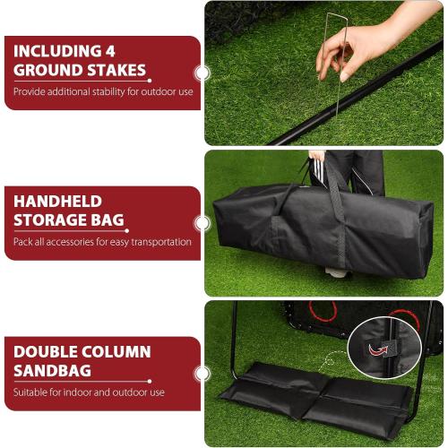 Pitching Net with Strike Zone, 9 Hole Baseball Pitching Target, Portable Softball Baseball Training Equipment with Carry Bag