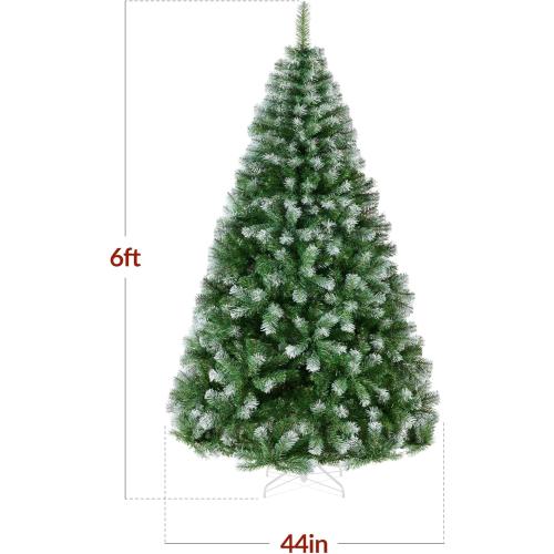 Best Choice Products Artificial Christmas Tree, 6ft Premium Unlit Pine Design, Dense Branches Realistic Holiday Décor​ w/Easy Assembly - Frosted Pine
