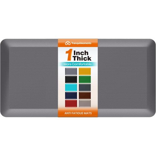 1-Inch Thick Anti-Fatigue Mat for Kitchen and Standing Desk, 20x39, Grey | Extra-thick cushioning, water-resistant surface, stain-resistant, easy to clean, non-slip bottom, kitchen floor, office