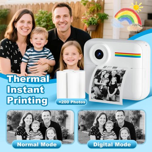 OTJ Camera Instant Print - 1080P Instant Cameras That Print Photos with 32GB Card - Daurable Digital Printable Camera Birthday Gift