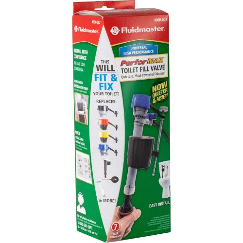 Fluidmaster 400H-002 Performax Universal Toilet Fill Valve High Performance Tank and Bowl Water Control, 1-Pack, Multicolor