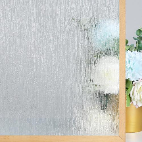 rabbitgoo Window Privacy Film Frosted Glass Clings, Decorative Sun UV Blocking Static Cling Window Covering, Removable Frosting Sticker for Home, Rain Silk, 35.4 x 78.7 Inches