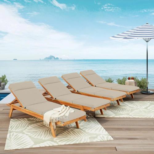 Chaise Lounge Cushion 72x21x3 Inch ?Set of 4 Outdoor Lounge Chair Cushions, Lounger Pad Replacement with Fade-Resistant, Removable & Machine-Washable Covers, Ideal for Patio Chaise Chairs, Cream