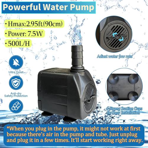SAC SMARTEN ARTS Fountain for Bird Baths for Bird Bath Fountain with 7.5W Water Pump Resin Granite Rock Water Feature for Garden Patio Lawn Hummingbird Birdbath Fish Tank and Aquariums