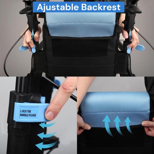 Wheelchairs for Adults,Utral-Lightweight(only 19.4lbs) Transport Chair, Foldable and PortableTravel Wheelchair with Telescopic Handle,Portable Folding Transfer Wheelchairs for Seniors(Blue)