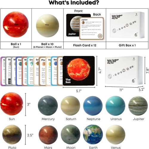 Solar System Kids Toys - Planet Balls & Space Toys for Boys 3-8 - Astronaut Themed Party Favors