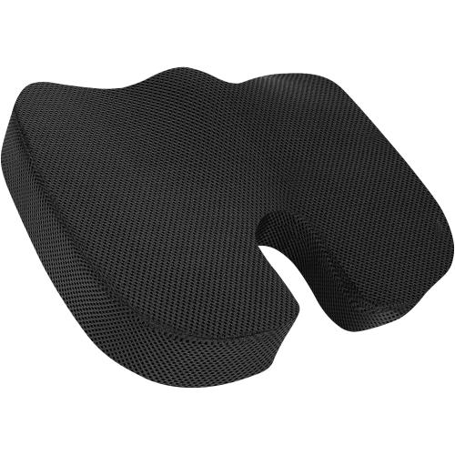 Amazon Basics Comfortable Seat Cushion for Office Chairs, Enhanced Memory Foam with Cooling Gel, Non-Slip, Long Sitting Support, Black
