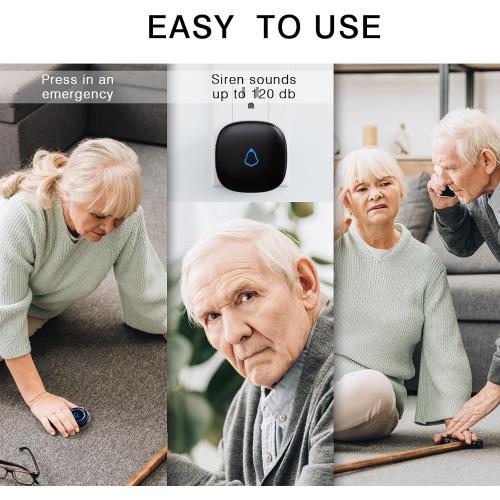 Wireless Caregiver Pager, 2 Call Buttons   2 Receivers for Elderly at Home