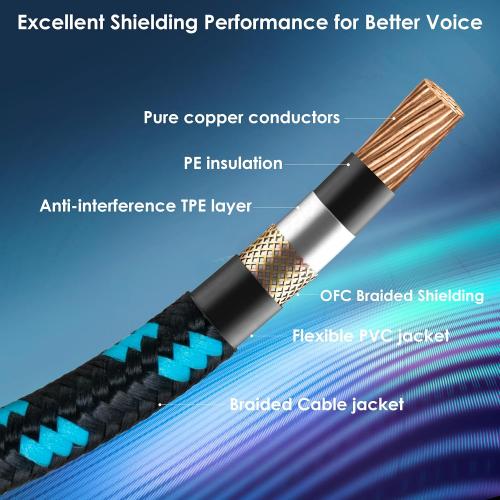 Guitar Cable 20ft Right Angle Guitar Amp Cord 1/4 Inch Instrument Cable with Braided Tweed and Anti-Kinking Design for Guitar Bass Amp, Black & Blue