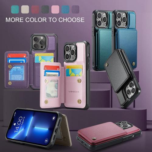 Vinich for iPhone 13 Pro Wallet Case with Card Holder, RFID Blocking Credit Slots Kickstand Shockproof Phone Cover Fit for iPhone 13 Pro 6.1 Rose Gold