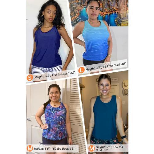 Yonique 3 Piece Tankini Swimsuits for Women Swim Tank Top Bathing Suits with Boy Shorts and Bra Athletic Swimwear medium