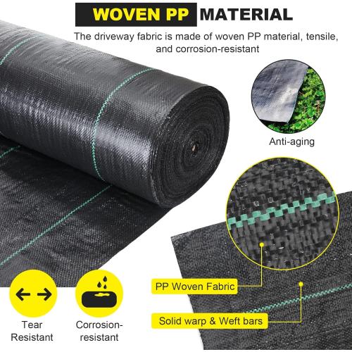 Driveway Fabric 6x300 ft - Commercial Weed Barrier, Heavy Duty 3.5OZ Landscape Fabric for Road, French Drain, Erosion Control, Construction Projects