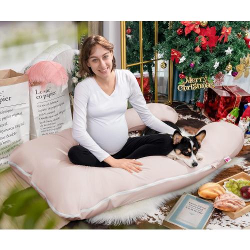 Apricot Meiz Cooling Pregnancy Pillows for Sleeping, Maternity Body Pillow for Pregnant Woman, U Shaped, with Cooling Jersey Cover
