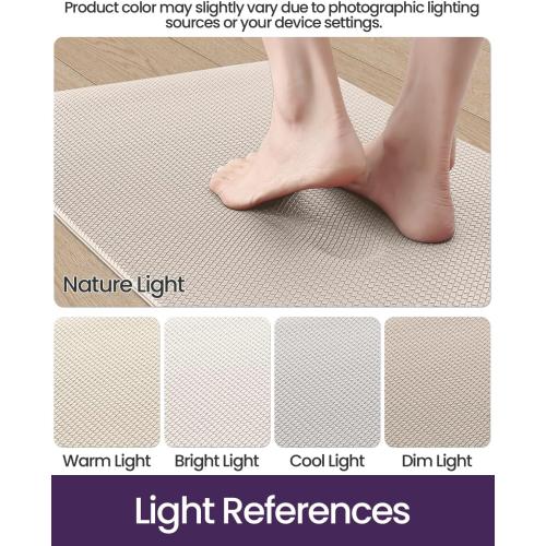 DEXI Kitchen Floor Mats Cushioned Anti Fatigue, 23x94, Large Long Standing Runner Rug Waterproof, Comfort Memory Foam Padded for Front Sink Laundry, Beige