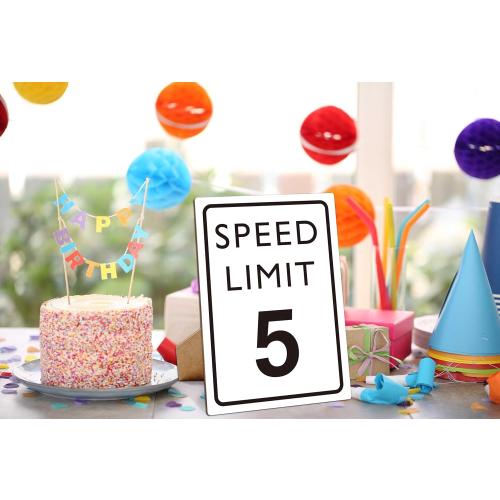 Race Car Birthday Decor, Speed Limit Sign, Fast Five, Race Car Birthday Party Decorations, 8×11 Wooden Play Sign with Stand, Let's Go Racing Party Supplies for Boy Race Fans - LP066