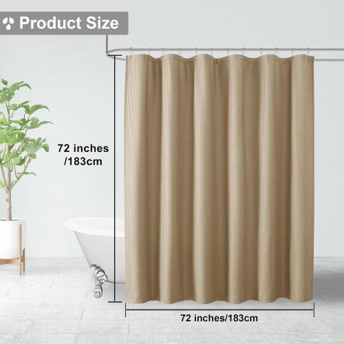 Shower Curtain, Embossed Textured Fabric Shower Curtain for Bathroom - Soft Cloth & Hotel Spa Luxury, Water Repellent, Machine Washable Shower Curtain